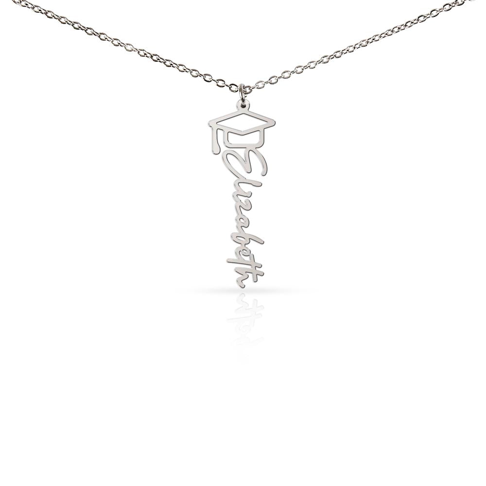 Personalised Graduation Cap Name Necklace – Custom Graduation Jewelry Gift for Her Achievement