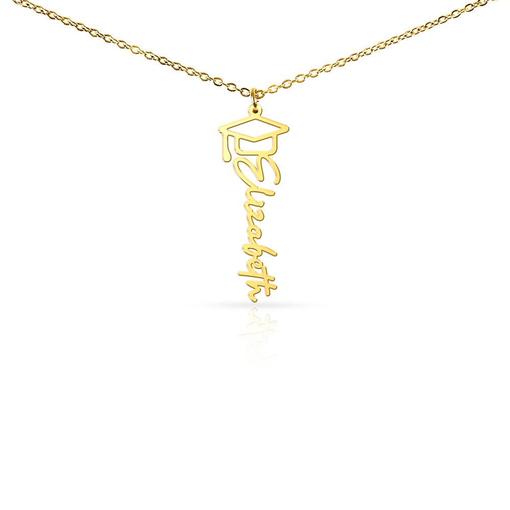 Personalised Graduation Cap Name Necklace – Custom Graduation Jewelry Gift for Her Achievement